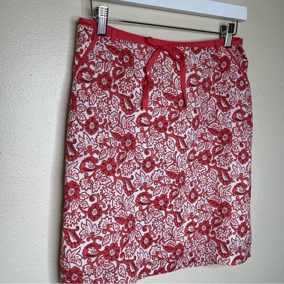 American Eagle Outfitters AEO Floral Lined Front Tie Coral Skirt Pockets Women 4 - Picture 2 of 13